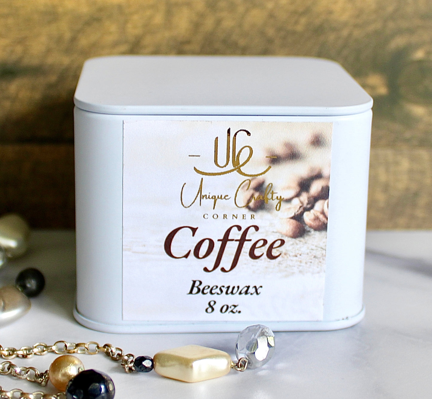 Coffee - Holiday Christmas candle | 8oz Wooden Wick Candle in premium Tin. All Natural.