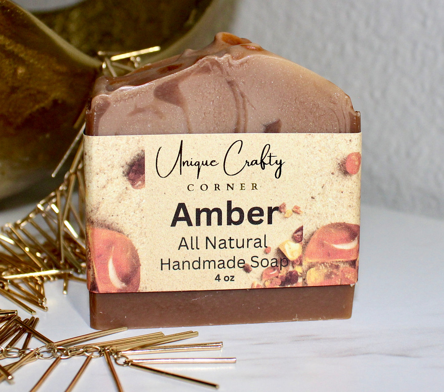 Amber Soap Bar All Natural Artisan Handmade Handcrafted Soap.