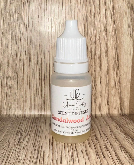 Sandalwood Amber Diffuser Refill with Essential or Fragrance oil. All Natural. Long Lasting air freshener.