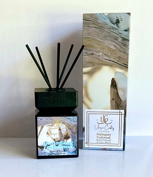 Mahogany Teakwood Room Diffuser with Essential or Fragrance oil. All Natural. Long Lasting air freshener.